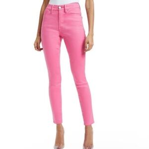 Good American Good Leg Coated Jeans sorority pink organic cotton Sz 32/14 pink